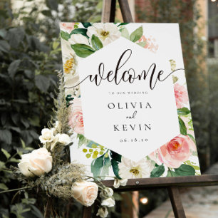 Blush Floral Frame Wedding Welcome Sign