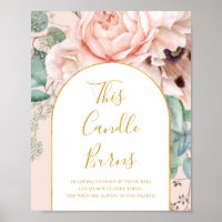 Blush Floral Garden Pastel This Candle Burns Sign