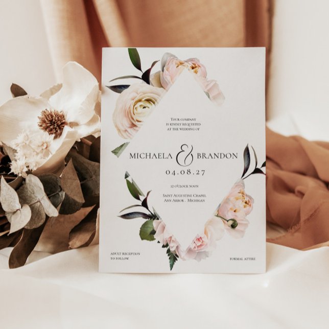 Blush Floral Geometric Bridal Shower Invitation –  (Creator Uploaded)