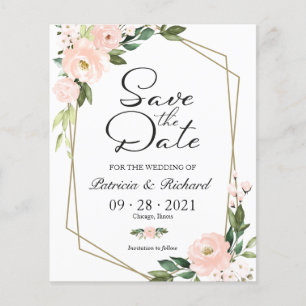 Blush Floral Geometric Budget Save The Date