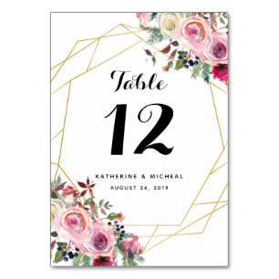 Blush Floral Geometric Wedding Table Numbers