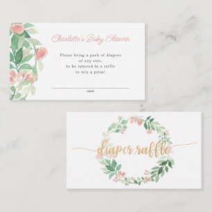 Blush Floral girl diaper raffle card