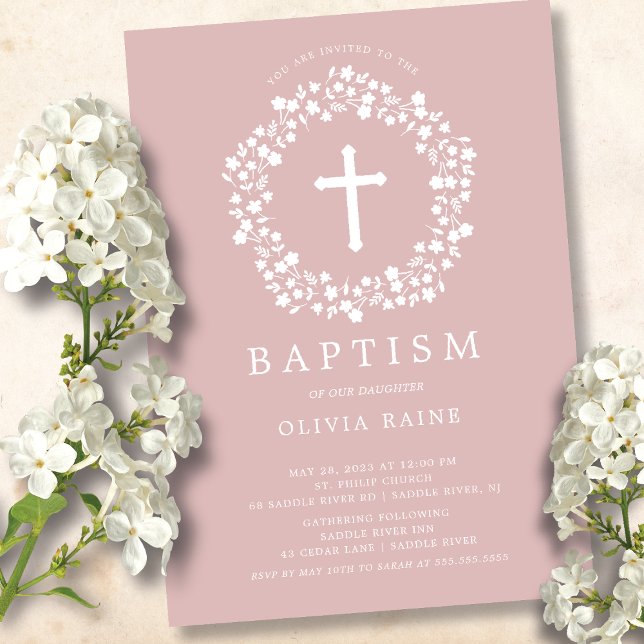 Blush Floral Girls Baptism Invitation (Creator Uploaded)