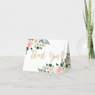 Blush Floral Glass Bridal Shower Thank You Card