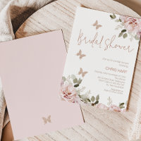 Blush Floral Glitter Butterfly Bridal Shower 