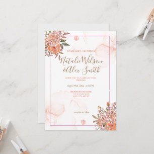 Blush Floral Glittery  Wedding Invitation
