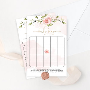 Blush floral gold baby shower bingo game