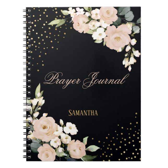 Blush Floral Gold Dot Personalised Prayer Journal (Front)