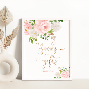 Blush floral gold foil Books and gifts Poster