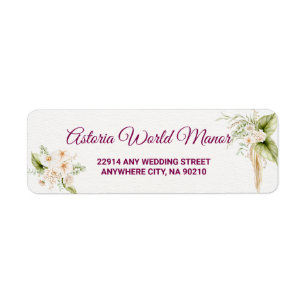 Blush Floral Gold Geometric wedding address Return Address Label