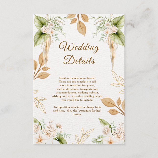 Blush Floral Gold Geometric wedding Enclosure Card (Front)