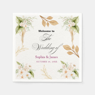 Blush Floral Gold Geometric wedding Napkin