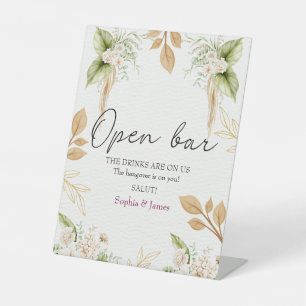 Blush Floral Gold Geometric wedding Pedestal Sign