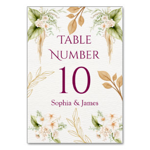 Blush Floral Gold Geometric wedding Table Number