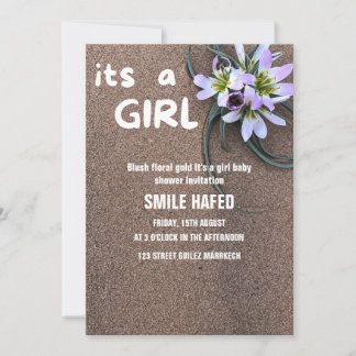 Blush floral gold It's a girl baby shower Invitati Invitation