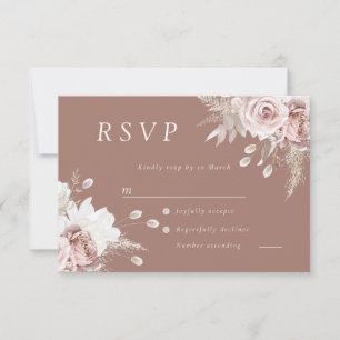 Blush Floral Gorgeous Clay Wedding RSVP Card