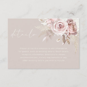 Blush Floral Gorgeous Wedding Details Enclosure Card