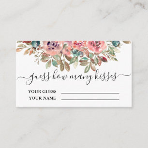 Blush floral guess how many kisses bridal game enclosure card