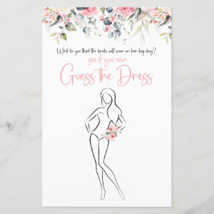 Blush Floral Guess The Dress Game Card