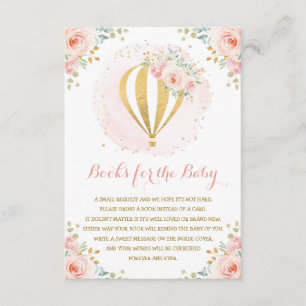 Blush Floral Hot Air Balloon Books for Baby Enclosure Card