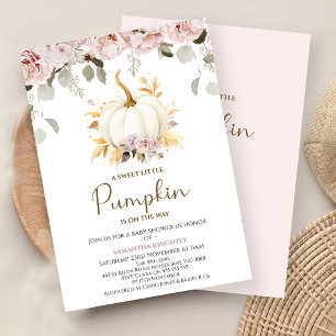 Blush Floral Little Pumpkin Baby Shower Invitation