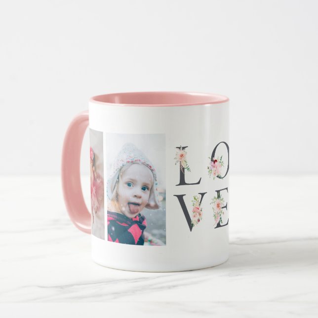 Blush Floral LOVE 4 Photo Mug (Front Left)
