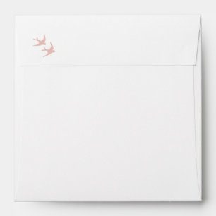 Blush Floral Lovebirds Square Wedding Envelope