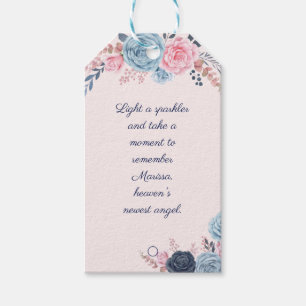 Blush Floral Memorial Funeral Farewell Sparkler Gift Tags