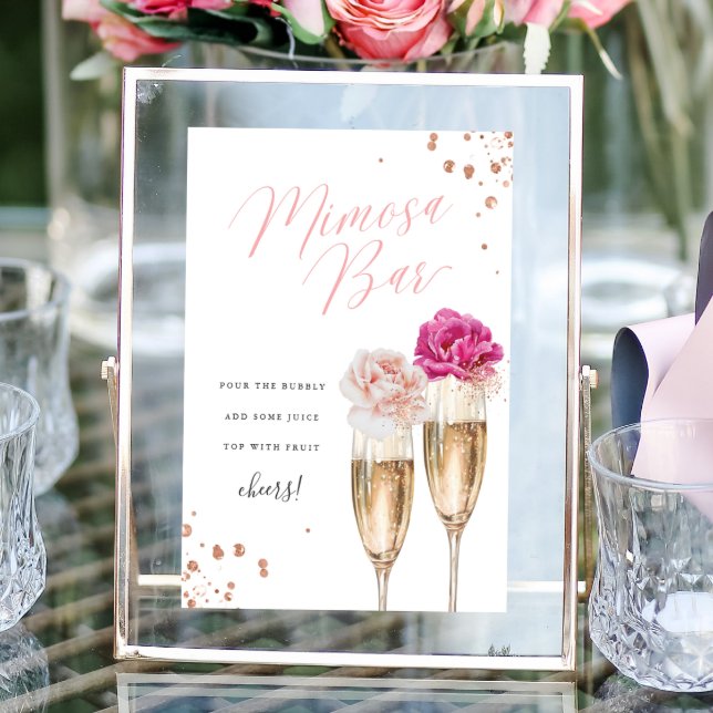 Blush Floral Mimosa Bar Bridal Shower Table Sign (Creator Uploaded)