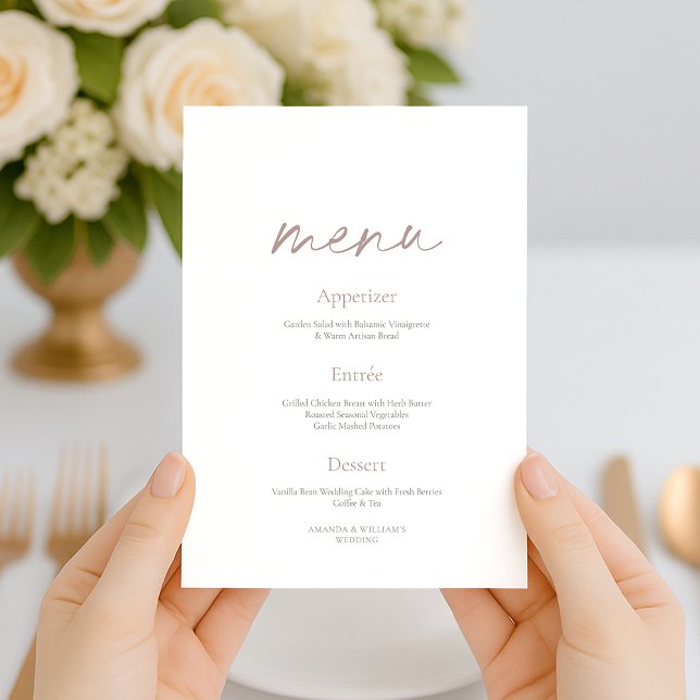 Blush Floral Minimalist Wedding Menu Card (Creator Uploaded)