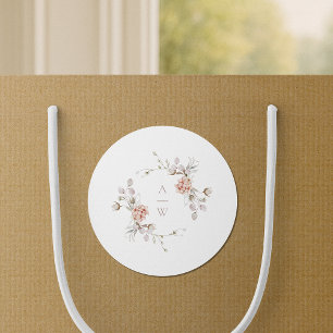 Blush Floral Monogram Wedding Sticker