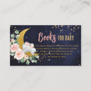 Blush Floral Moon Cute Elephant Books for Baby Enclosure Card