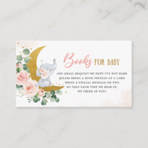 Blush Floral Moon Elephant Shower Books for Baby Enclosure Card