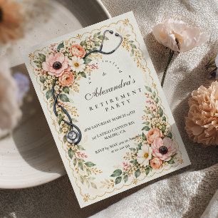 Blush Floral Nurse Retirement Party Invitation