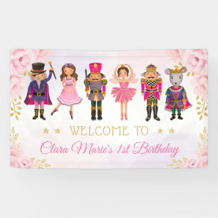Blush Floral Nutcracker Sugar Plum Fairy Welcome Banner