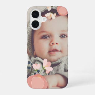 Blush Floral Overlay Photo iPhone 16 Case