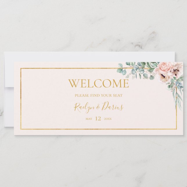 Blush Floral | Pastel Hanging Seating Chart Header (Front)