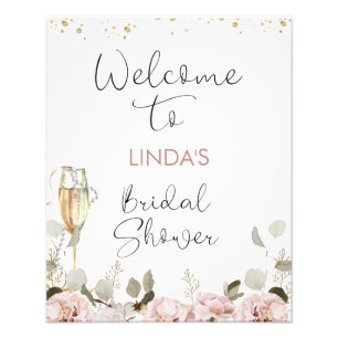 Blush Floral Pearls Bridal Shower Welcome Sign