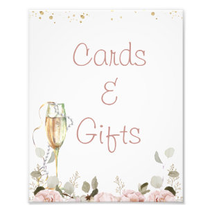 Blush Floral Pearls Prosecco Bridal Shower Sign