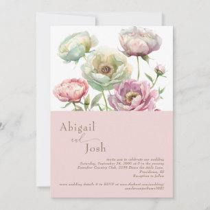Blush Floral Peonies Invitation