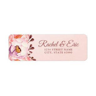Blush Floral Personalised Wedding Return Address Label