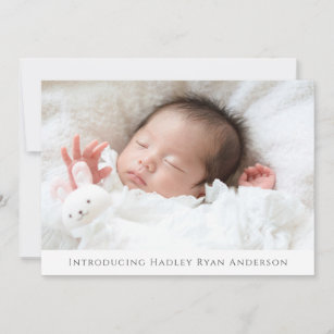 Blush Floral Photo Birth Announcement for Girl