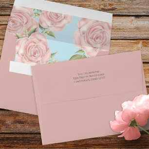 Blush Floral Pink Return Address Custom Envelope