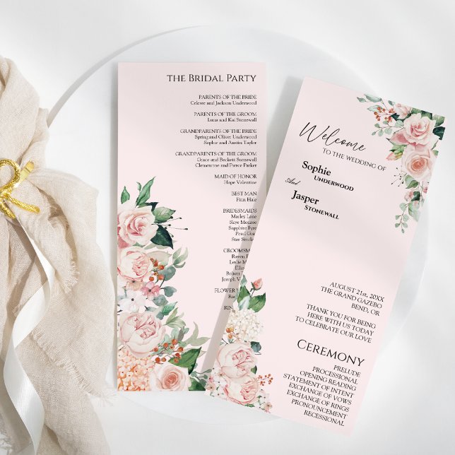 Blush Floral Pink Wedding Flat Program (Creator Uploaded)