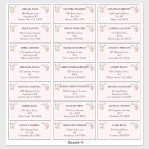 Blush Floral Pink Wedding guest address labels