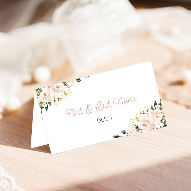 Blush Floral Place Cards Folded (Creator Uploaded)