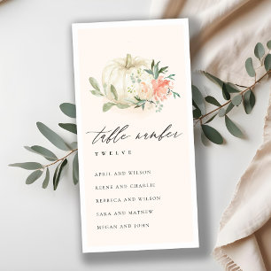 Blush Floral Pumpkin Seating Chart Table Number