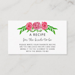 Blush floral Recipe for the bride to be  Enclosure Card