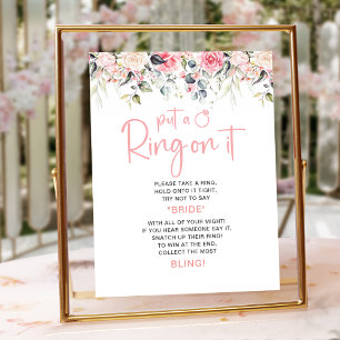 Blush Floral Ring Game Bridal Shower Sign