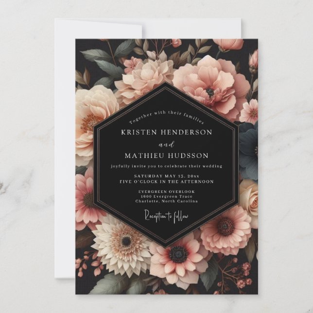 Blush Floral Romance Wedding Invitation (Front)